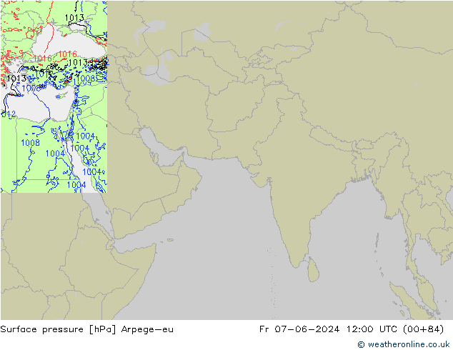 Atmosférický tlak Arpege-eu Pá 07.06.2024 12 UTC