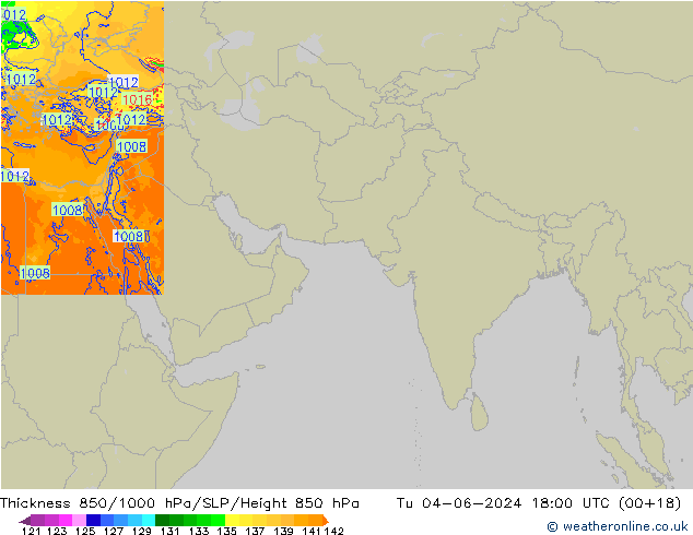 Schichtdicke 850-1000 hPa Arpege-eu Di 04.06.2024 18 UTC