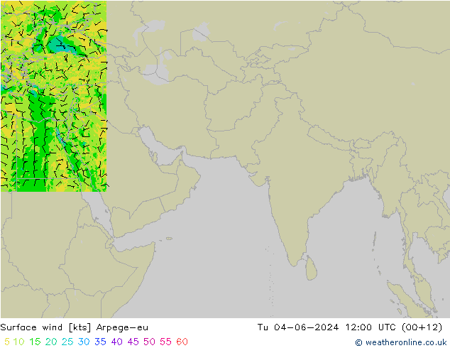 Surface wind Arpege-eu Tu 04.06.2024 12 UTC