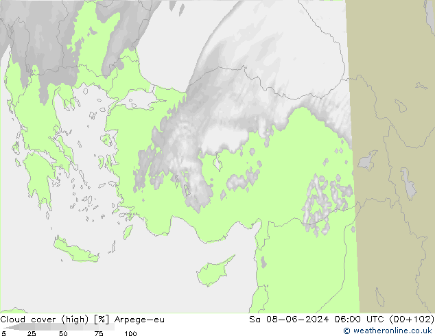 Nuages (élevé) Arpege-eu sam 08.06.2024 06 UTC