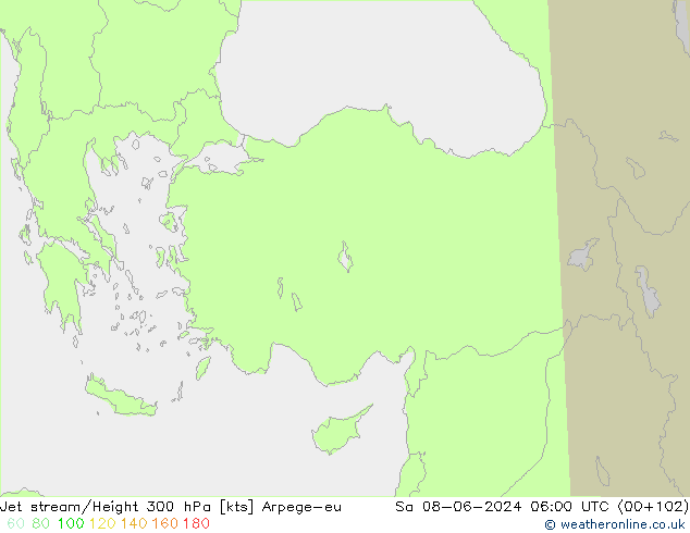 Corriente en chorro Arpege-eu sáb 08.06.2024 06 UTC