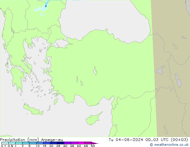 Precipitation Arpege-eu Tu 04.06.2024 03 UTC