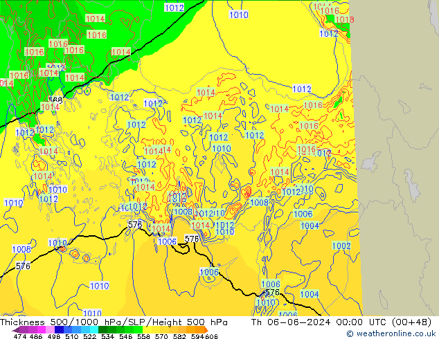 Thck 500-1000hPa Arpege-eu Th 06.06.2024 00 UTC