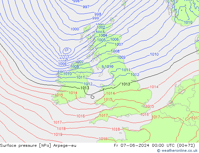 Surface pressure Arpege-eu Fr 07.06.2024 00 UTC