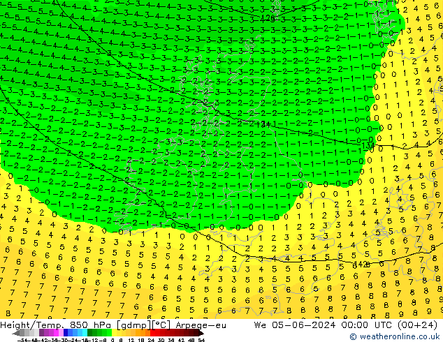 Height/Temp. 850 hPa Arpege-eu  05.06.2024 00 UTC