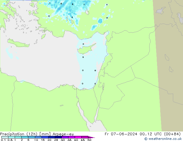 Yağış (12h) Arpege-eu Cu 07.06.2024 12 UTC