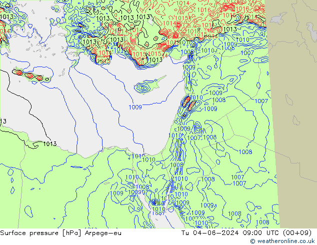 pressão do solo Arpege-eu Ter 04.06.2024 09 UTC