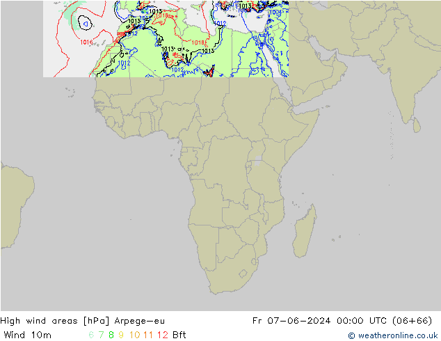 High wind areas Arpege-eu Pá 07.06.2024 00 UTC