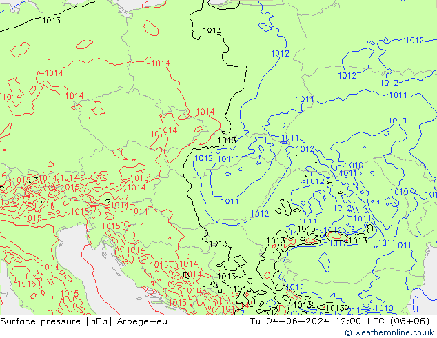 Surface pressure Arpege-eu Tu 04.06.2024 12 UTC