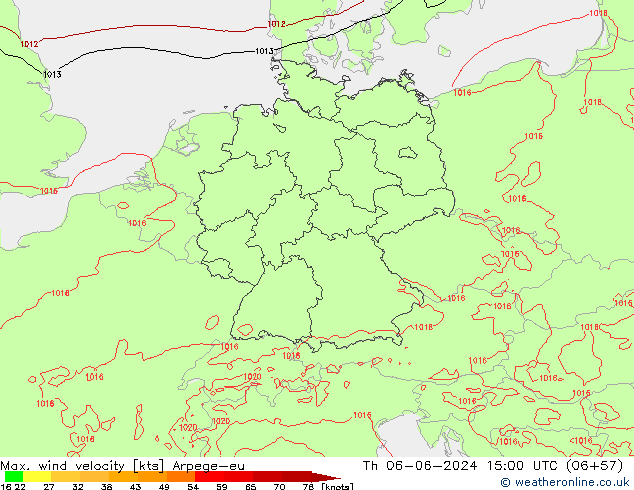 Maks. Rüzgar Hızı Arpege-eu Per 06.06.2024 15 UTC