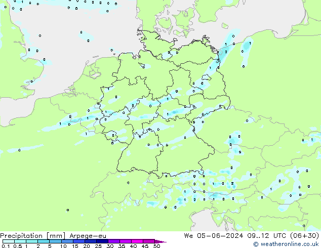 Neerslag Arpege-eu wo 05.06.2024 12 UTC