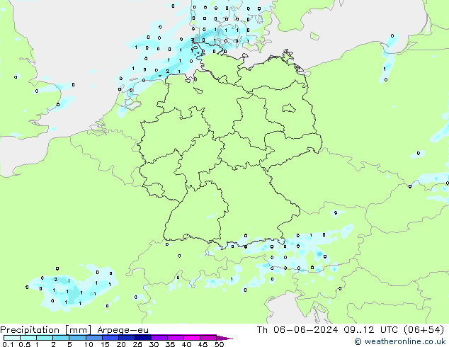 precipitação Arpege-eu Qui 06.06.2024 12 UTC