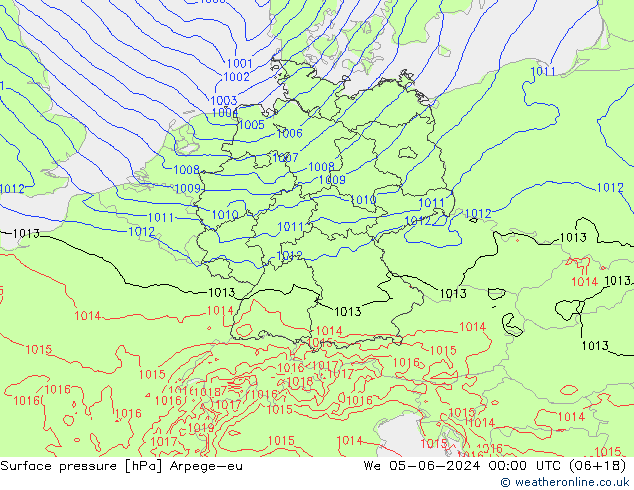 Surface pressure Arpege-eu We 05.06.2024 00 UTC