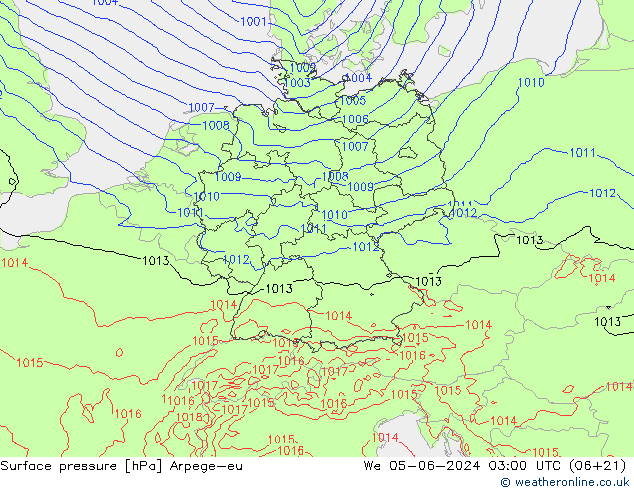 Atmosférický tlak Arpege-eu St 05.06.2024 03 UTC