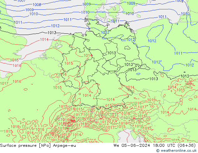 Surface pressure Arpege-eu We 05.06.2024 18 UTC