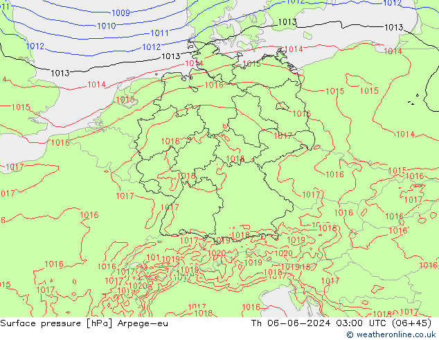 Luchtdruk (Grond) Arpege-eu do 06.06.2024 03 UTC