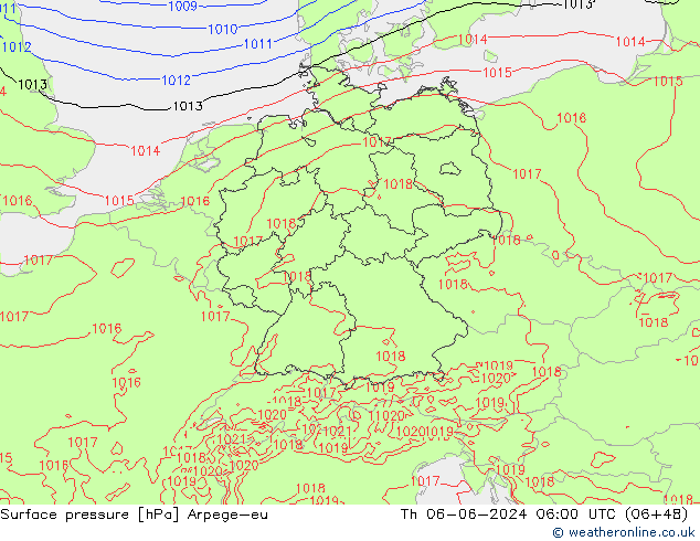 Luchtdruk (Grond) Arpege-eu do 06.06.2024 06 UTC