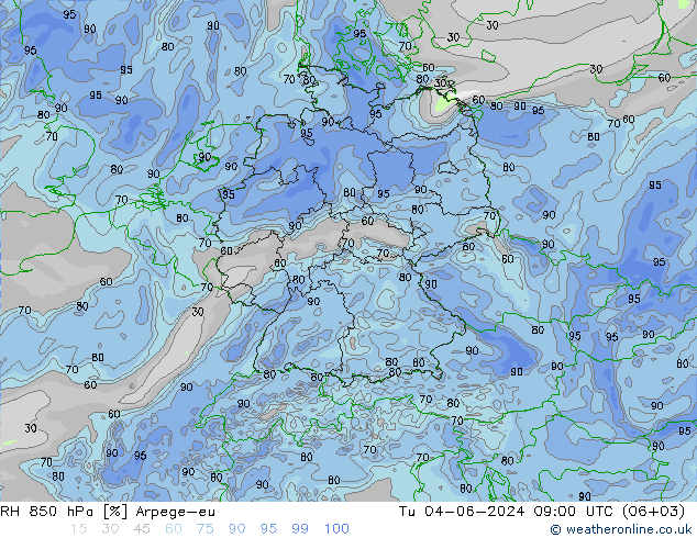 RV 850 hPa Arpege-eu di 04.06.2024 09 UTC