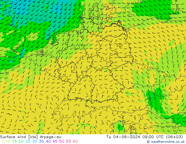 Bodenwind Arpege-eu Di 04.06.2024 09 UTC