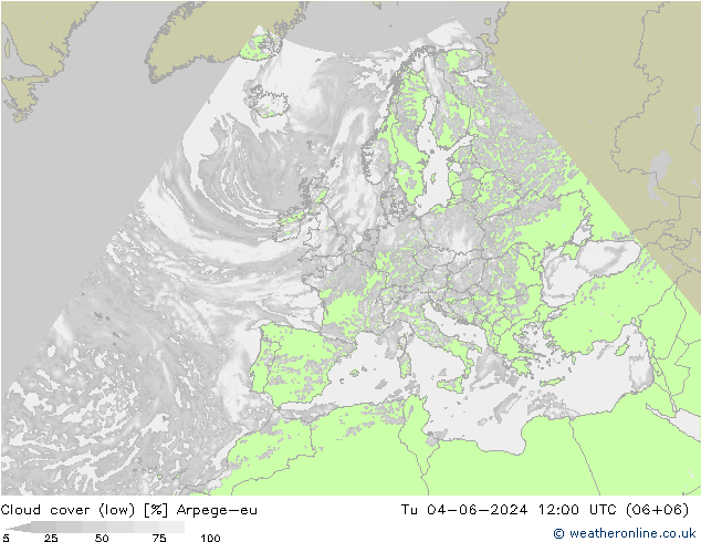 云 (低) Arpege-eu 星期二 04.06.2024 12 UTC