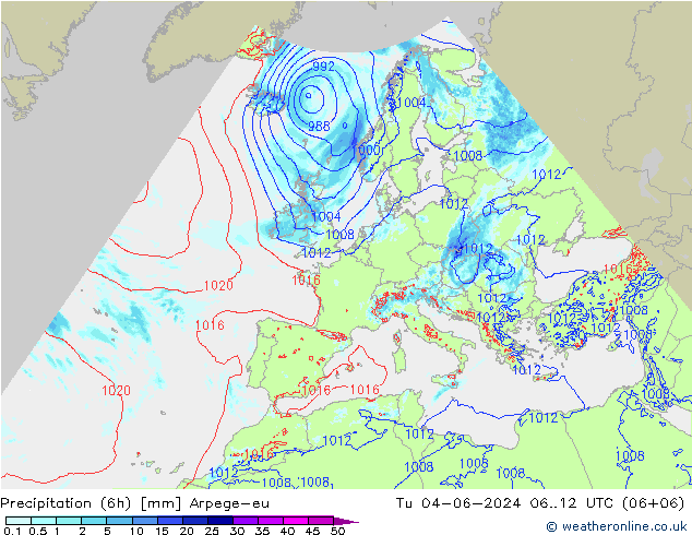 Nied. akkumuliert (6Std) Arpege-eu Di 04.06.2024 12 UTC