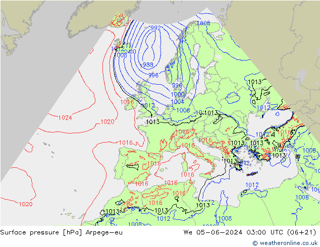 Yer basıncı Arpege-eu Çar 05.06.2024 03 UTC