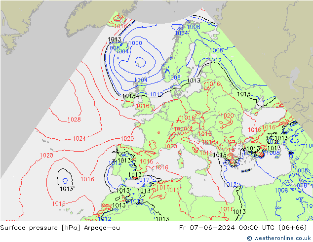 Surface pressure Arpege-eu Fr 07.06.2024 00 UTC