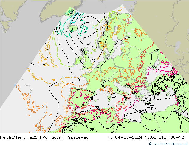 Height/Temp. 925 hPa Arpege-eu Ter 04.06.2024 18 UTC