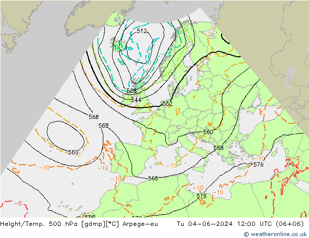 Height/Temp. 500 hPa Arpege-eu Di 04.06.2024 12 UTC