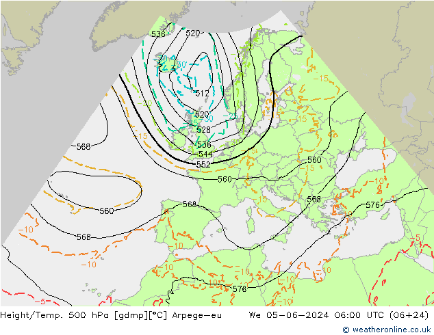 Height/Temp. 500 hPa Arpege-eu St 05.06.2024 06 UTC