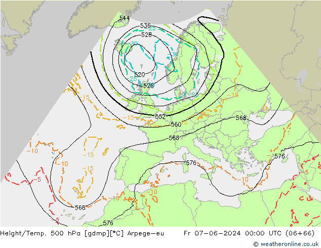 Height/Temp. 500 hPa Arpege-eu Fr 07.06.2024 00 UTC