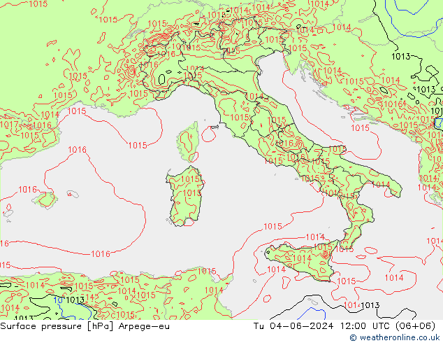 Bodendruck Arpege-eu Di 04.06.2024 12 UTC