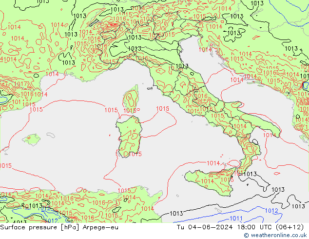 Presión superficial Arpege-eu mar 04.06.2024 18 UTC