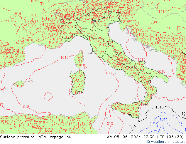 Surface pressure Arpege-eu We 05.06.2024 12 UTC