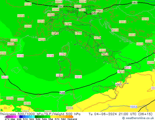 Thck 500-1000hPa Arpege-eu Tu 04.06.2024 21 UTC