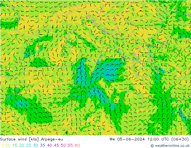 Rüzgar 10 m Arpege-eu Çar 05.06.2024 12 UTC
