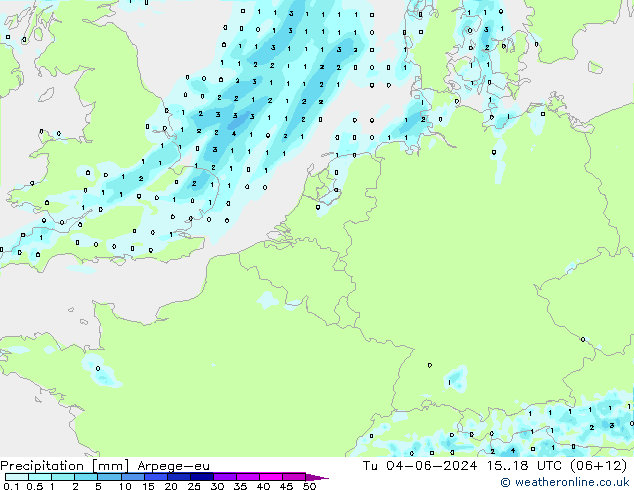 Niederschlag Arpege-eu Di 04.06.2024 18 UTC
