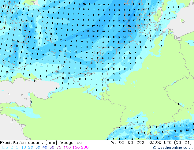 Nied. akkumuliert Arpege-eu Mi 05.06.2024 03 UTC