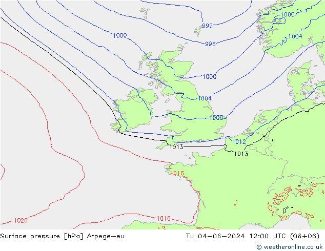 Luchtdruk (Grond) Arpege-eu di 04.06.2024 12 UTC