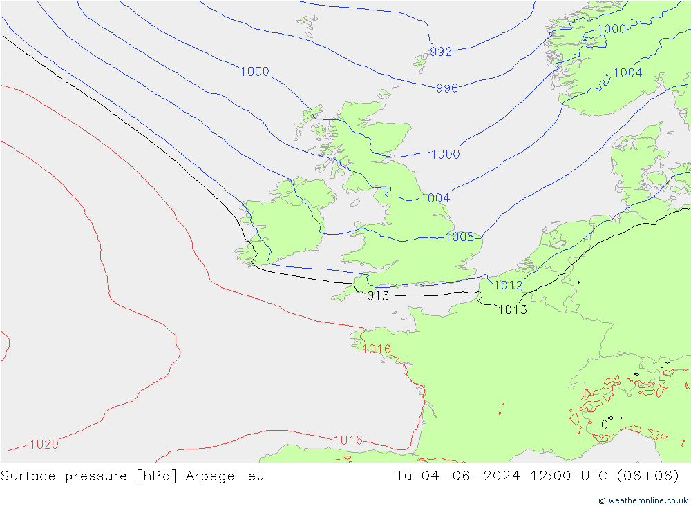 Luchtdruk (Grond) Arpege-eu di 04.06.2024 12 UTC