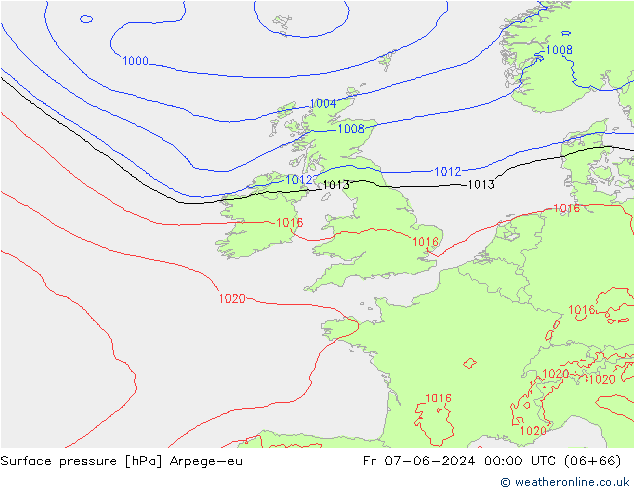 приземное давление Arpege-eu пт 07.06.2024 00 UTC