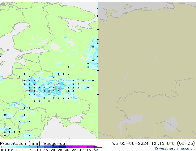 Precipitazione Arpege-eu mer 05.06.2024 15 UTC