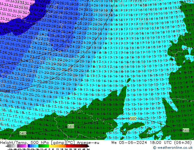 Height/Temp. 500 hPa Arpege-eu We 05.06.2024 18 UTC