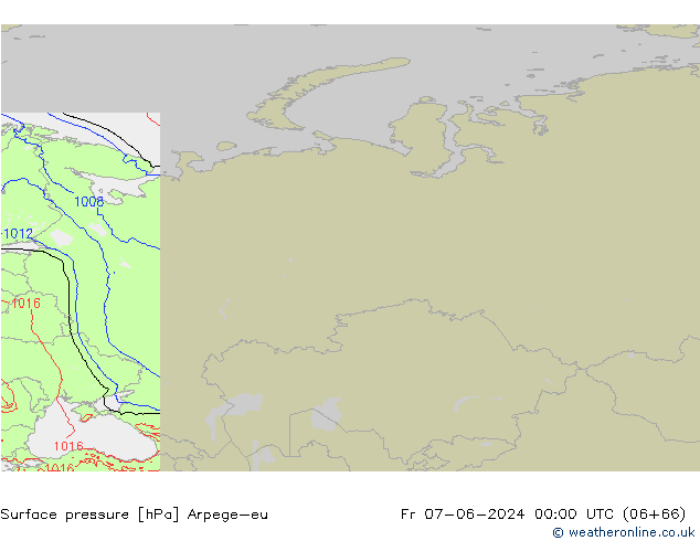 приземное давление Arpege-eu пт 07.06.2024 00 UTC