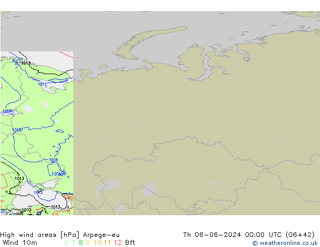 High wind areas Arpege-eu Qui 06.06.2024 00 UTC