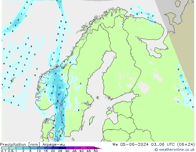 Precipitation Arpege-eu We 05.06.2024 06 UTC