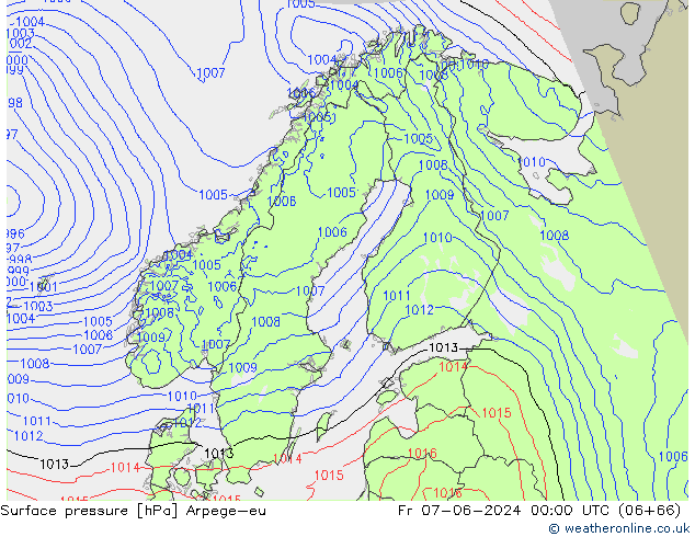 приземное давление Arpege-eu пт 07.06.2024 00 UTC