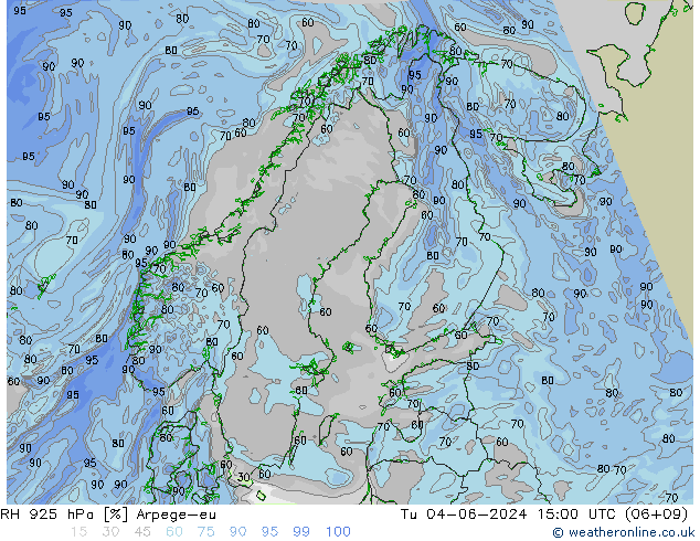 RH 925 hPa Arpege-eu Tu 04.06.2024 15 UTC