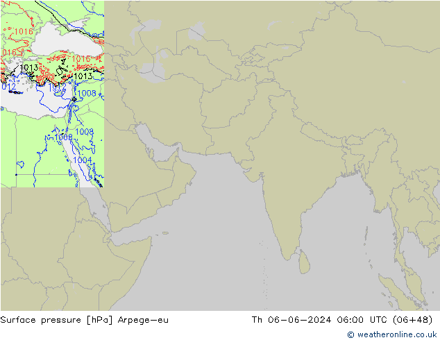 Surface pressure Arpege-eu Th 06.06.2024 06 UTC