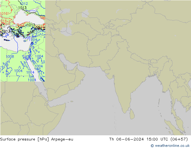 Pressione al suolo Arpege-eu gio 06.06.2024 15 UTC